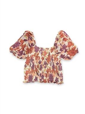 Old Navy 3xl Floral Smocked Square Neck Puff Short Sleeve Peasant Blouse Plus